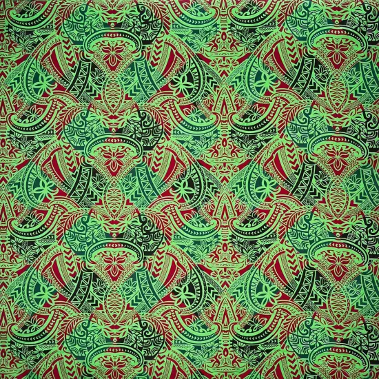 1 Yard Traditional Polynesian Tattoo All Over Design Peachskin Fabric For Apparel 45 Inch Purple/Black/Yellow {5}