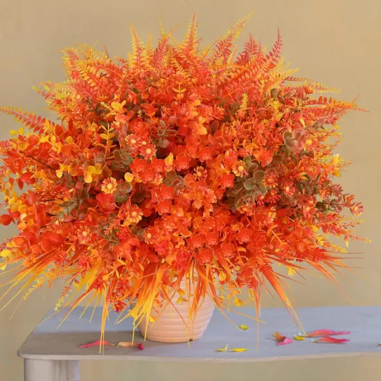 16pcs Orange Autumn Artificial Flowers {1}