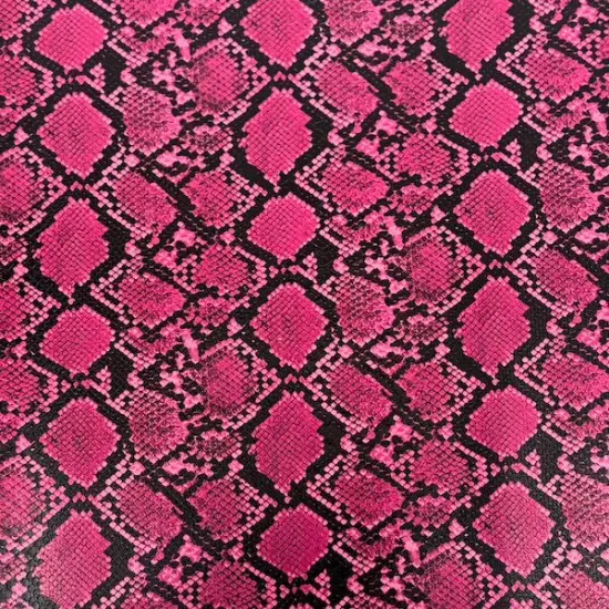 1 Yard Caicos Snake Skin Faux Leather Vinyl Fabric For Upholstery Handbags 54" Width Hot Pink {1}