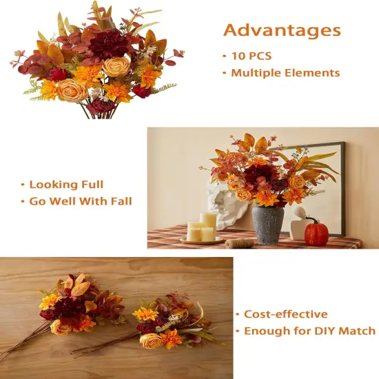 Artificial Flowers Bouquets - Fall-Dahlia {3}