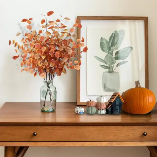 6 Pcs Artificial Fall Eucalyptus Stems {3}