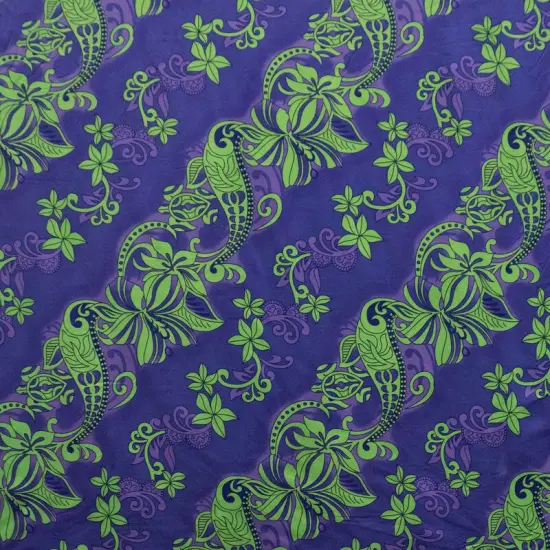 1 Yard Diagonal Hibiscus Plumeria Sea Turtle Swirl Peachskin Fabric 45 Inch Width Purple {1}