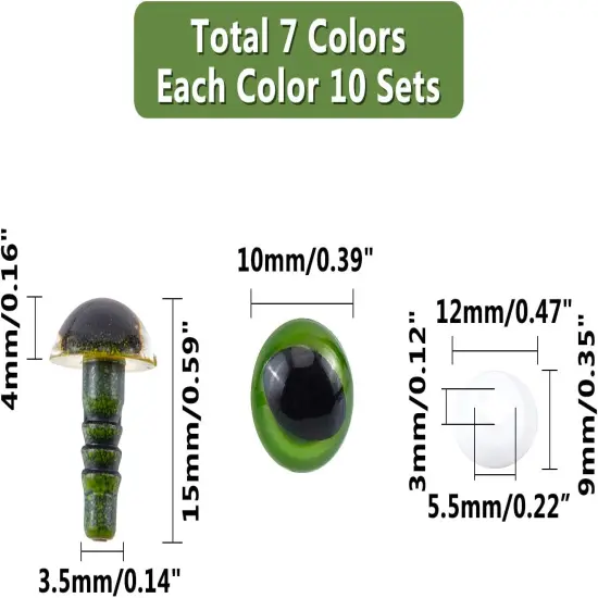 10mm Craft Eyes Amigurumi Cat Eyes with 70pcs Washers {3}