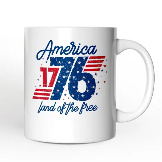 America 1776 Land of the Free Mug, Vintage 4th of July Gift {1}