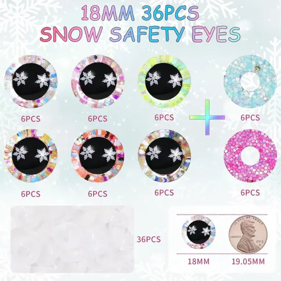72pcs 18mm 3D Glitter Safety Eyes (8 Colors) {2}