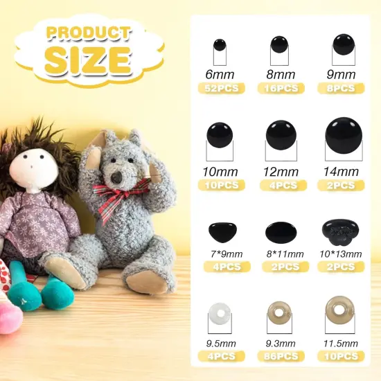 200pcs Crochet Safety Eyes and Noses with Washers (6mm to 14mm) {2}