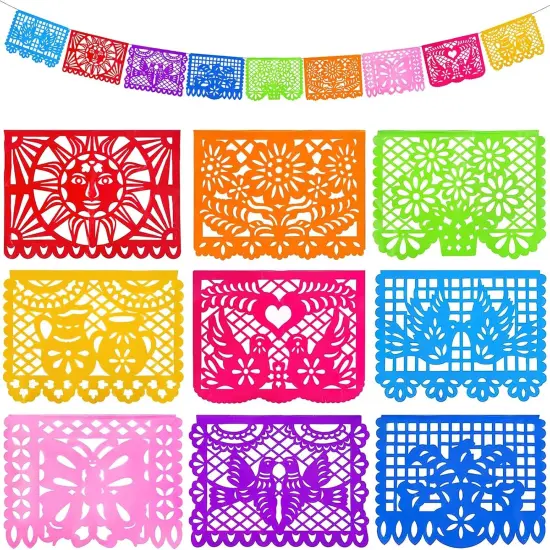 2 Packs Mexican Party Decoration, 18 Feet Plastic Papel Picado Fiesta Banner Cinco de Mayo Garlanda {1}