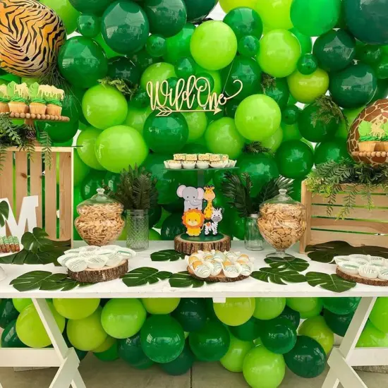 Green Balloons, 50pcs 12 Inch Different Shades Dark Green Emerald Green Lime Green Metallic Green Latex Balloons for Patrick's Day Green Jungle Forest Themed Birthday Party Decoration {4}