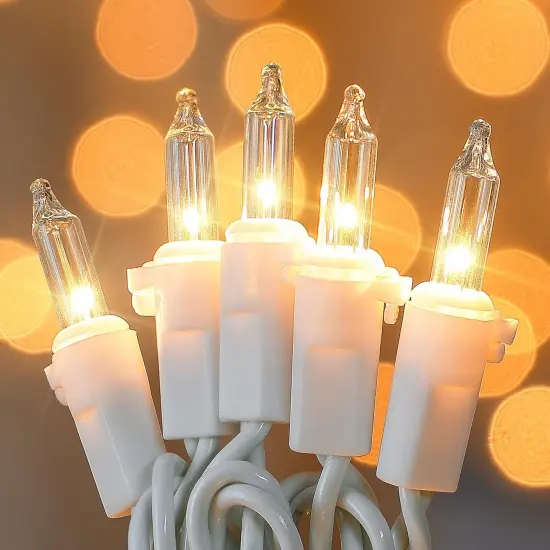 100 Count Clear Christmas Lights White Wire,23Feet Incandescent Clear Mini Lights,Connectable Indoor Outdoor Christmas Tree String {1}