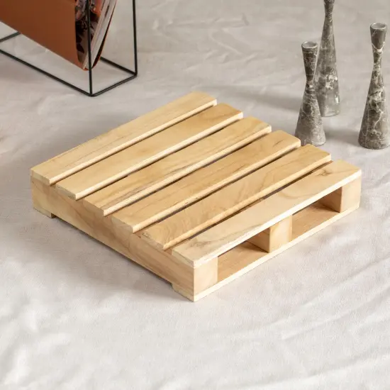 Vintiquewise Rustic Wooden Pallet Display Stand Natural Wood Riser for Home Decor Table Centerpiece Candle or Dessert Holders Plant Pot DIY Craft Party Accents and Event Presentation {3}