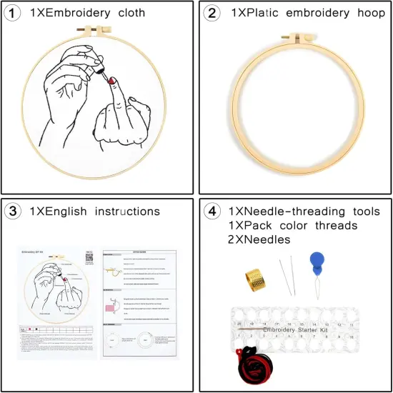 Hand Embroidery Starter Kit for Beginners Adults, Counted Stamped Cross Stitch Kits for Adults Beginners, {2}