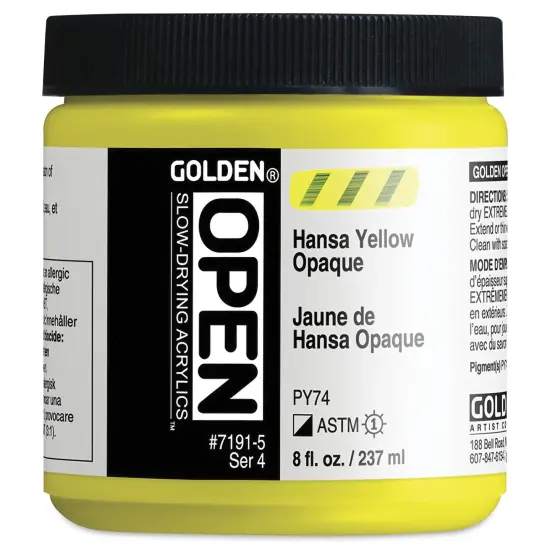 Golden Open Acrylics - Hansa Yellow Opaque, 8 oz Jar {2}