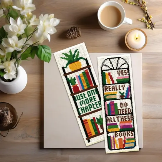 Cross Stitch Bookmark Kits Bookshelves Words Pattern Counted Cross Stitch Kits for Beginners Adults {6}