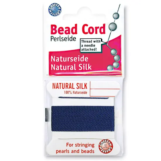 Size 16 Griffin Bead Cord 100% Natural Silk Dark Blue {1}