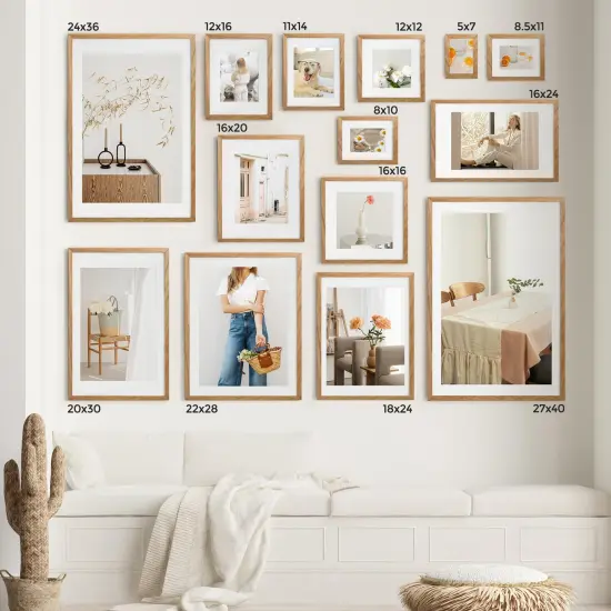 Diploma Frame For 8.5x11 Certificate Document | Solid Oak Wood 8.5 By 11 Picture With Mat For 6x8 | 8 1/2 x 11 Certificate Frame | Plexiglass And Hanging Hardware Included | Natural {4}