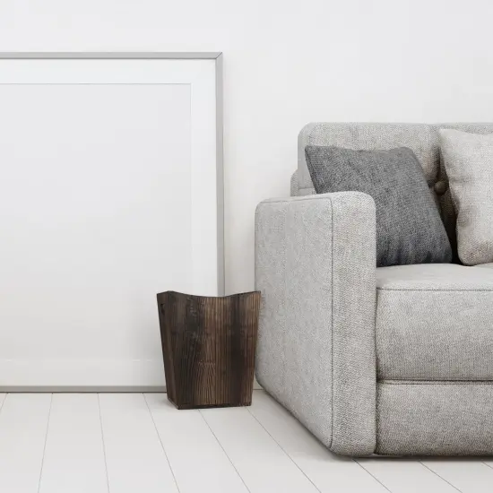 Rustic Farmhouse Style Wastebasket Bin Wood Trash Can for Living Room {6}