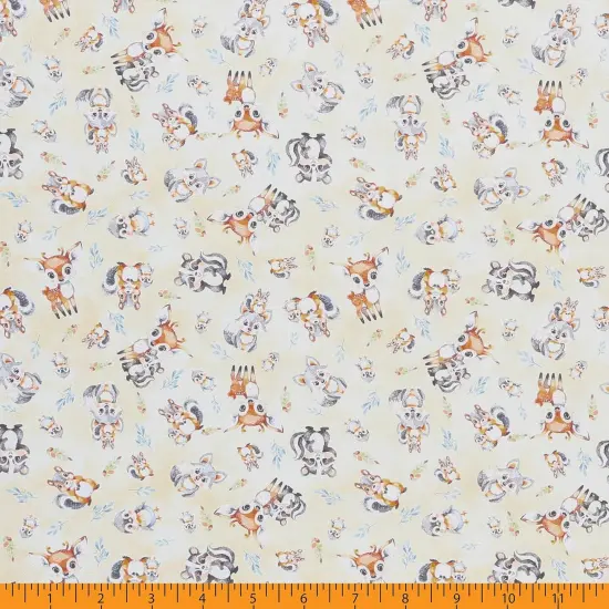 Mook Fabrics Fawn & Friends Cotton Fabric [45in. Wide] - By The Yard Yellow {3}