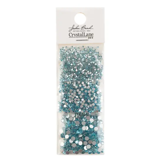 Crystal Lane DIY Combo Glass Flatback Rhinestones SS3 / SS6 / SS12 Aquamarine {3}