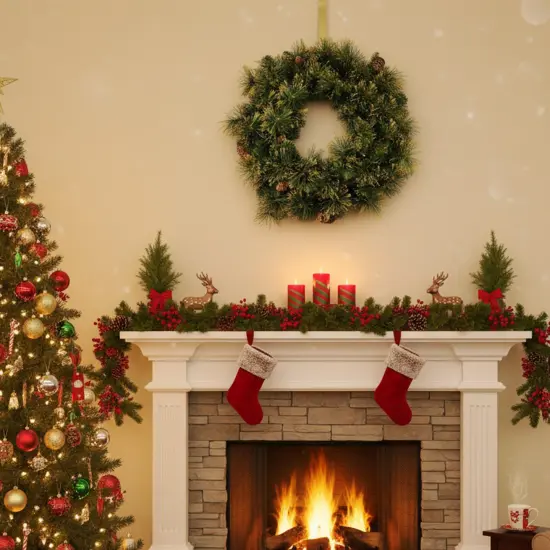 Northlight 24" Mixed Pine Glittered Pine Cone Artificial Christmas Wreath - Unlit Green {4}