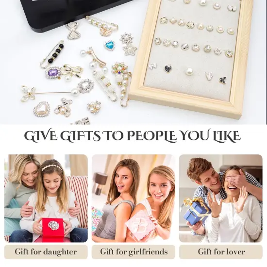 65Pcs Charms for Socks Safety Pin Brooch junk socks charms Brooches and Pins for Women Junk Socks Charms Pins Safety Pin Charms for Socks Pearl Rhinestone Brooch Pins Buttons Shoe Sock Charms Kit {2}