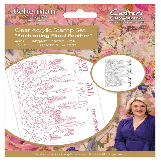 Sara Signature Bohemian Clear Stamps-Enchanting Floral Feather {1}
