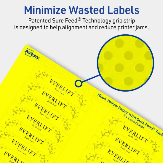 Avery Neon Yellow Paper Labels, 5/8" x 3" Rectangle {4}