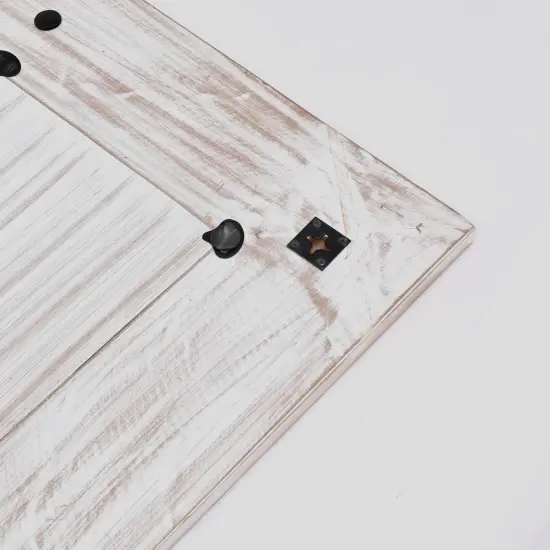 Rustic White Solid Wood Hand carved Mirror Accent - 36" x 72" {6}