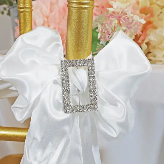 Rectangular Rhinestone Chair Band Buckle Silver Metal Accent 2 Inch Width {2}