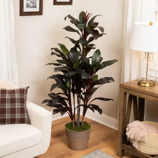 Northlight Potted Two-Toned Artificial Dracaena Plant - 60" Green {1}
