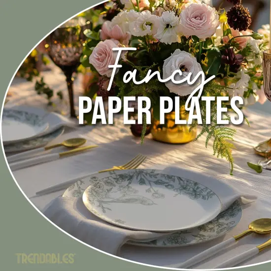 Earthtrends Heavy Duty Paper Plates for parties &ndash; Includes 8-Inch Paper Dessert Plates and 10-Inch Paper Dinner Plates &ndash; Disposable Floral Paper Plates for Parties, Weddings, Events, BBQs, Birthdays, Catering, Holidays &ndash; Elegant Tableware Set Yaffa 80 {3}