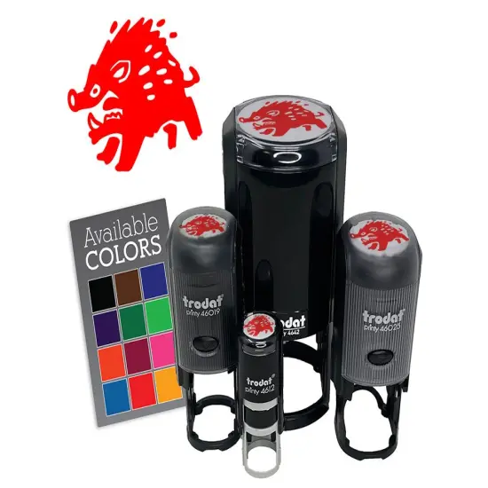 Angry Charging Cartoon Boar Pig Hog Peccary Self-Inking Rubber Stamp Crafting UV {7}
