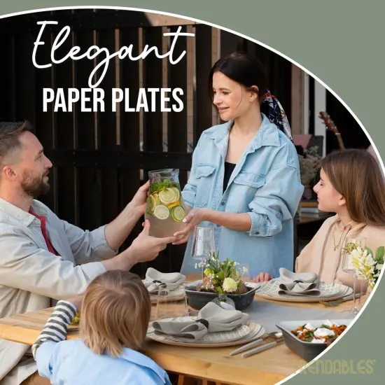 Earthtrends Heavy Duty Paper Plates for parties &ndash; Includes 8-Inch Paper Dessert Plates and 10-Inch Paper Dinner Plates &ndash; Disposable Floral Paper Plates for Parties, Weddings, Events, BBQs, Birthdays, Catering, Holidays &ndash; Elegant Tableware Set Folk 32 {6}