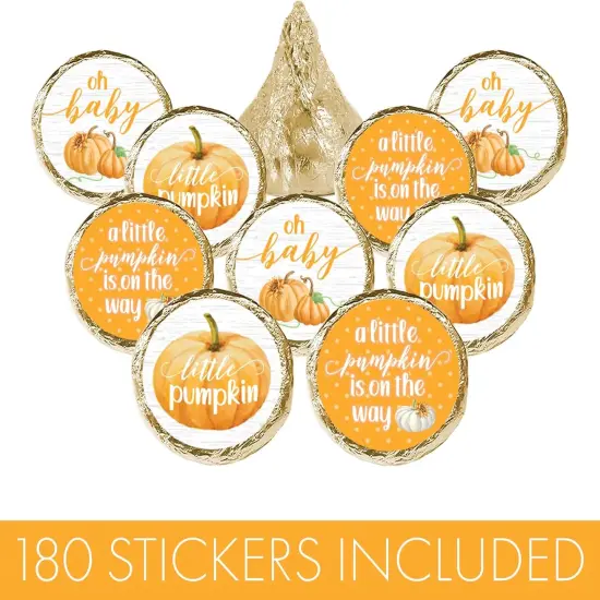 Orange Little Pumpkin Baby Shower Kisses Candy Stickers {4}