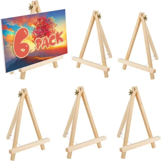 6 Pack 9 Inch Wood Easels, Easel Stand for Painting Canvases, Tripod, Kids Student Tabletop Easels for Painting, Art Craft Painting Easel Stand for Artist Adults Students {1}