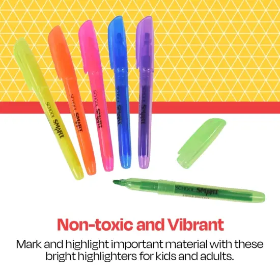 School Smart Pen Style Highlighters, Chisel Tip, Assorted Colors, Pack of 48 {7}