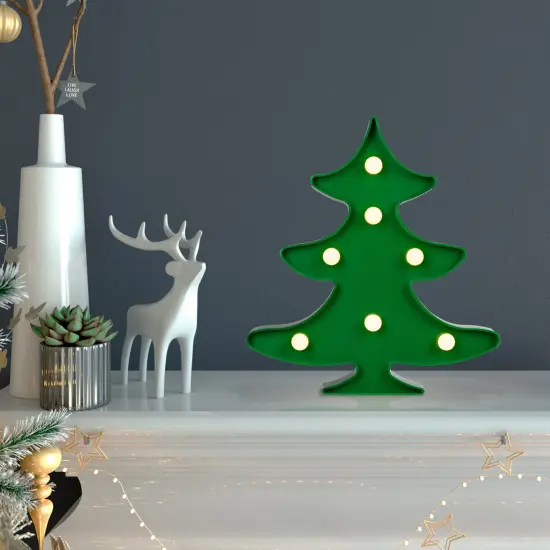 Northlight LED Lighted Christmas Tree Marquee Wall Art - 8.75" - Green {4}