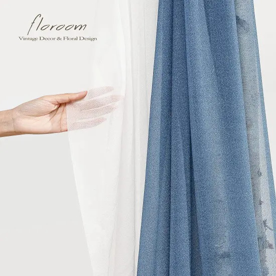 Wedding Arch Draping Fabric 2 Panels 20Ft Chiffon Fabric Drapes Arbor Drapery Wedding Ceremony Reception Swag Decorations (White & Dusty Blue) {2}