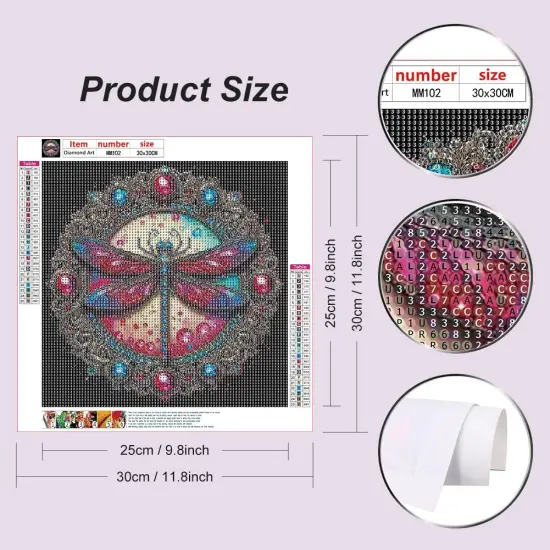 Diamond Painting Kits for Adults Dragonfly, Round Full Drill Diamond Art Kits, 5D DIY Paint with Diamonds Crafts for Home Wall Decoration Gifts 12&times;12Inch, Insect {2}