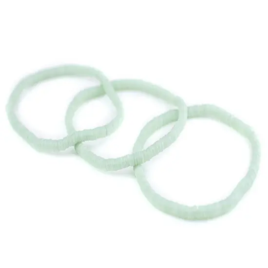 The Bead Chest Boho Stretch Bracelet, Pistachio Green - Stackable African Vinyl Heishi, Unisex for Men & Women {3}