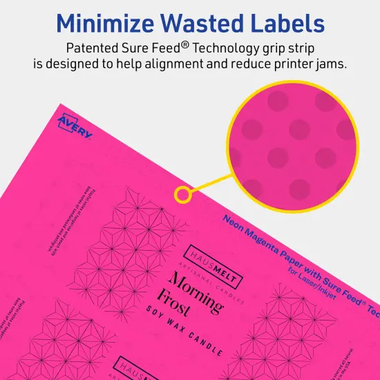 Avery Neon Magenta Paper Labels, 2" x 7" Rectangle {4}