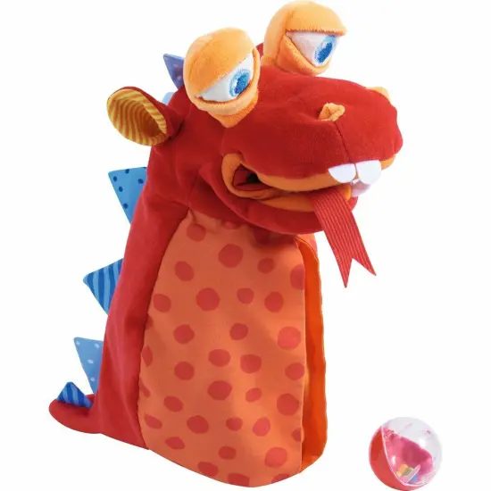 HABA Glove Puppet Eat it Up Dragon - Hand Puppet That Eats Small Objects, Perfect Toddler Toys for Ages 2-4, Sensory Hand Puppets, Preschool Toys Multicolor {1}