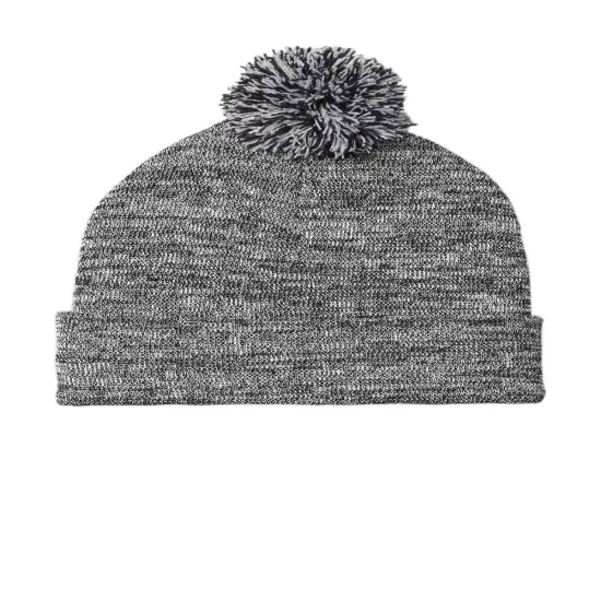 Sport-Tek &reg; Heather Pom Pom Beanie True Navy/Gr Heather {5}