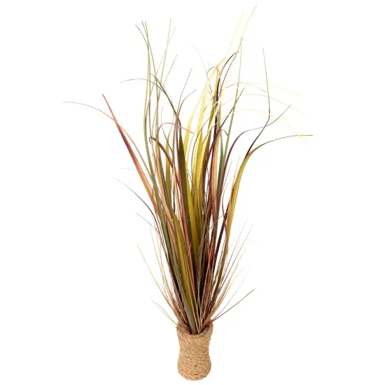 Northlight 34" Red Artificial Grass Plant in a Rope Pot {6}