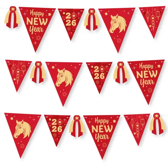 Big Dot of Happiness Lunar New Year - DIY 2026 Year of the Horse Party Pennant Garland Decoration - Triangle Banner - 30 Pieces {1}