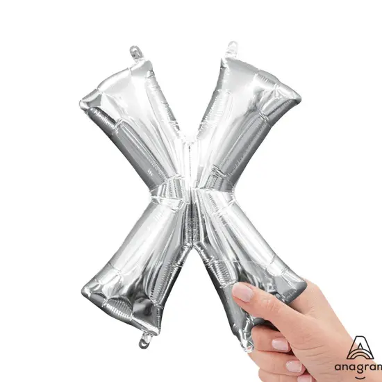 Anagram&reg; 16" Silver Letter Balloons A&ndash;Z Air Fill Only Mylar by {6}