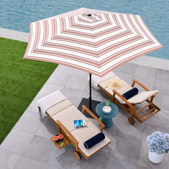 Best Choice Products 10ft Outdoor Steel Striped Market Patio Umbrella w/ Crank, Tilt Push Button, 6 Ribs Striped Rust {5}