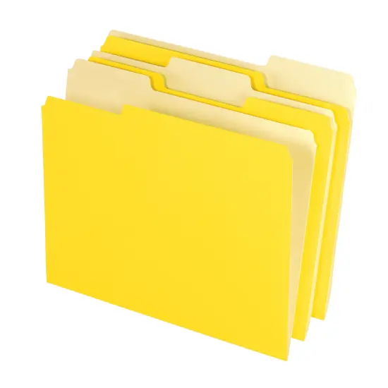 School Smart Colored File Folders Two-Tone, Letter Size, 1/3 Cut Tabs, Yellow, Pack of 100 {1}