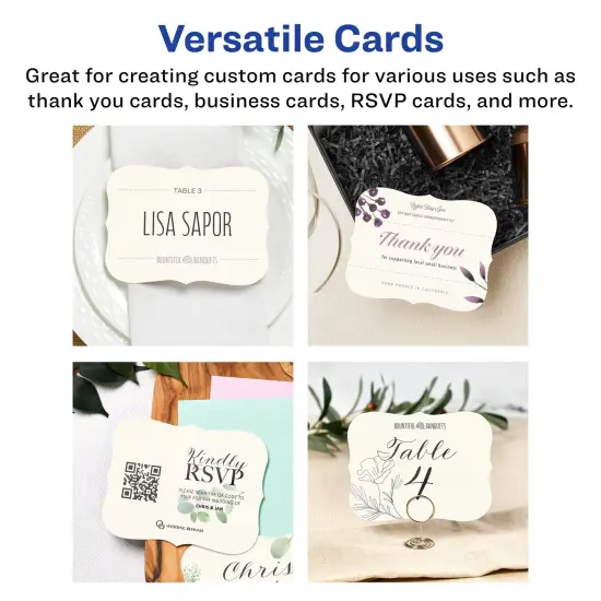 Avery 4-1/4" x 5-1/2" Rectangle Flourished Edge, Matte Ivory Postcards {3}