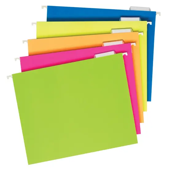 Pendaflex Neon Glow Hanging File Folders, Letter Size, 1/5 Cut Tabs, Assorted Colors, Set of 25 {1}