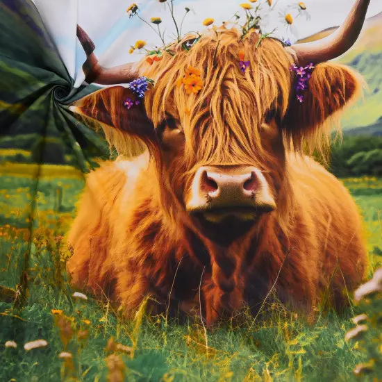 Mook Fabrics Highland Cow Cotton Fabric [45in. Wide] - By The Yard Multi (36" Panel) {3}